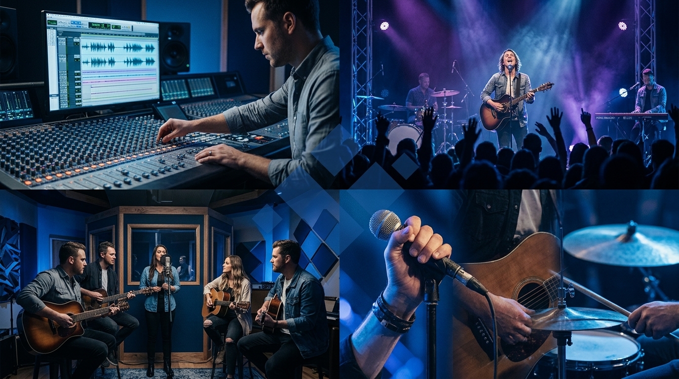 Bluehouse artist roster performance and studio collage